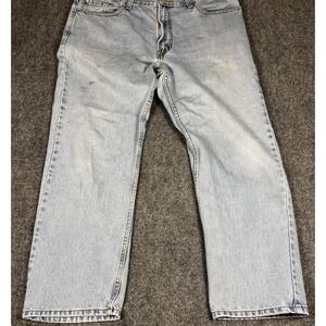 Levis 505 Jeans Mens 38x30 Straight Classic Denim Work Distressed Flaws Grunge